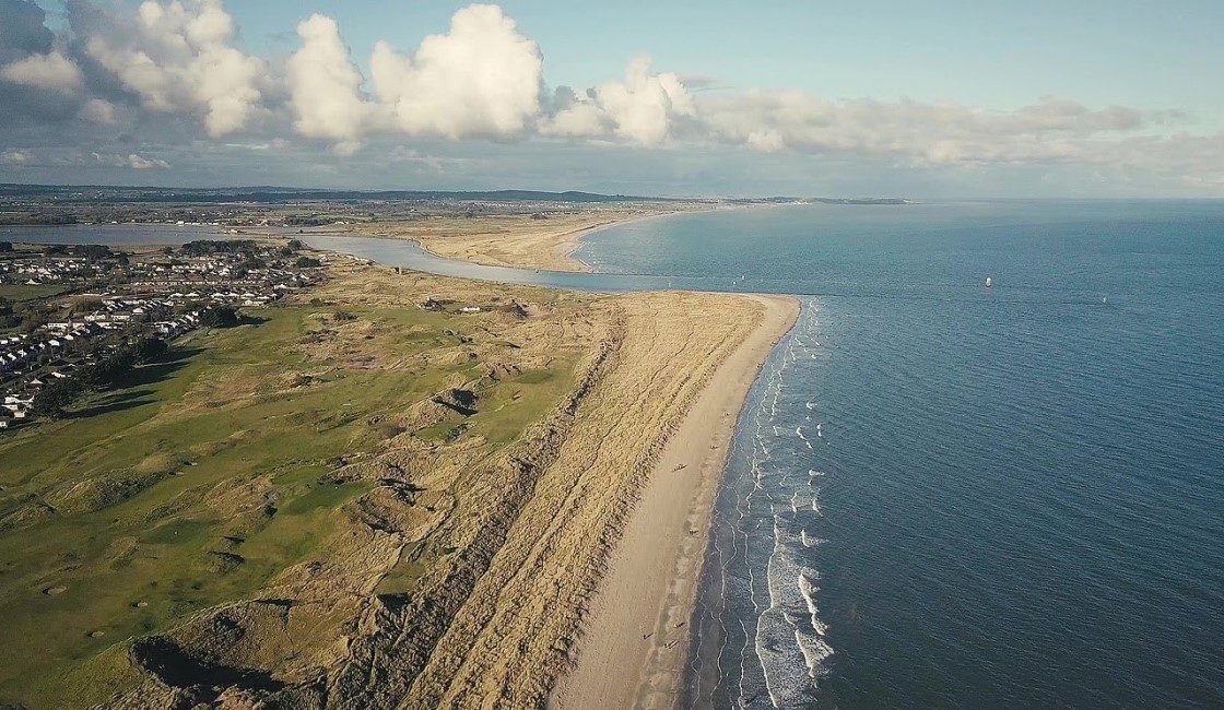 Aerial image of Bettystown Beach and the mouth of the Boyne