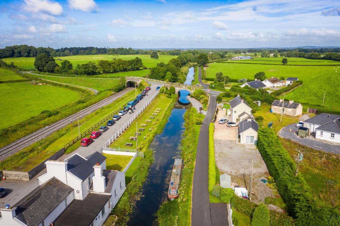 Aerial view of the Royal Canal at Hill of Down by Copterview Ireland