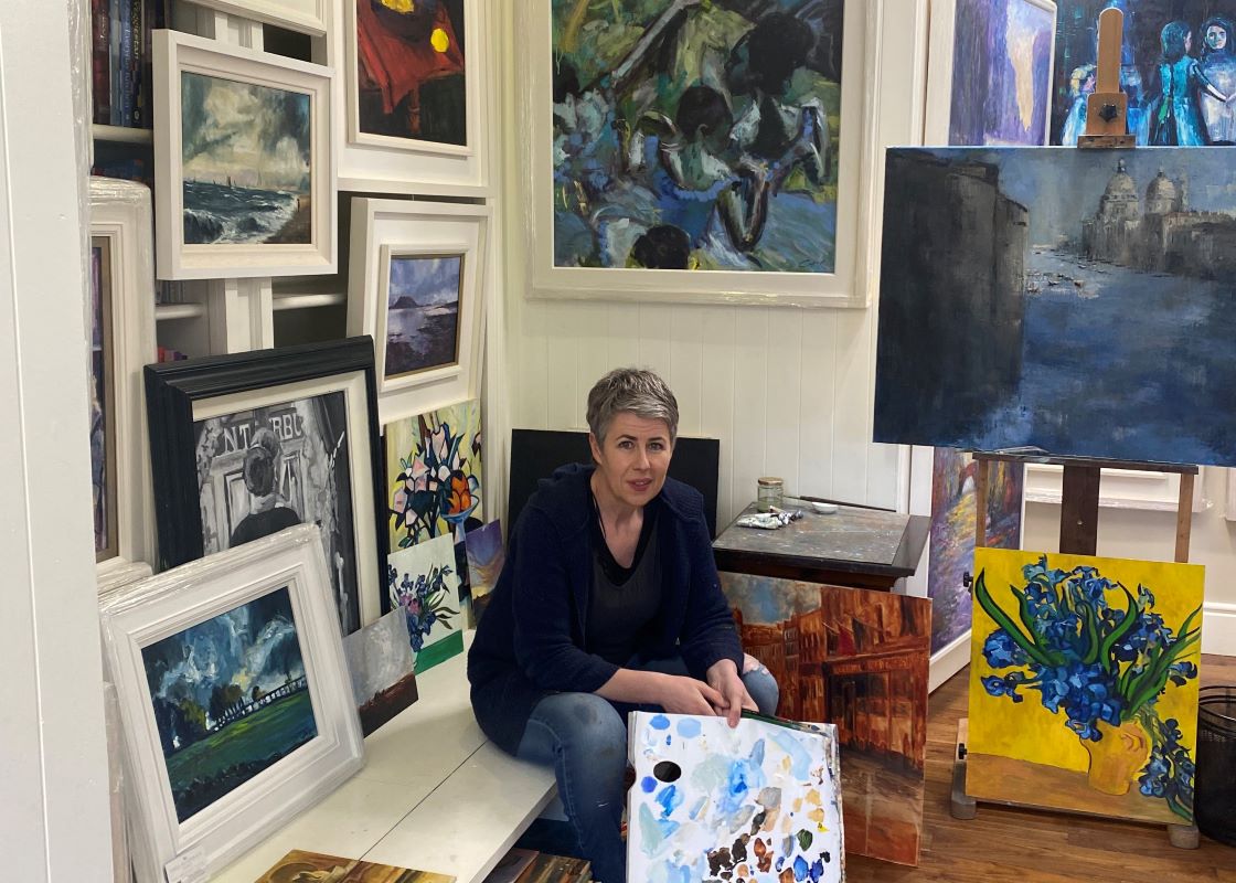 Artist Emily McCormack in her studio