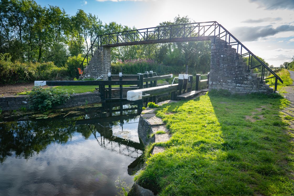 Ribbontail Bridge and lock at the Royal Canal Greenway