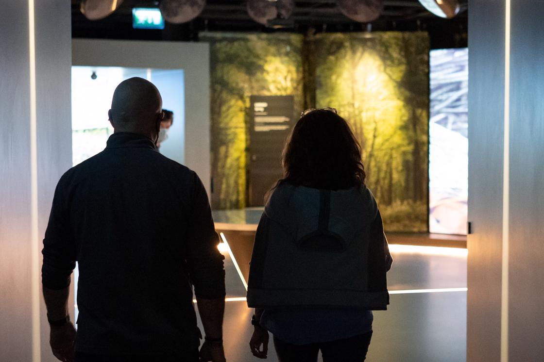 Visitors at Brú na Bóinne Visitor Centre exhibition